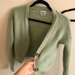 Princess Polly cropped light green cardigan with buttons